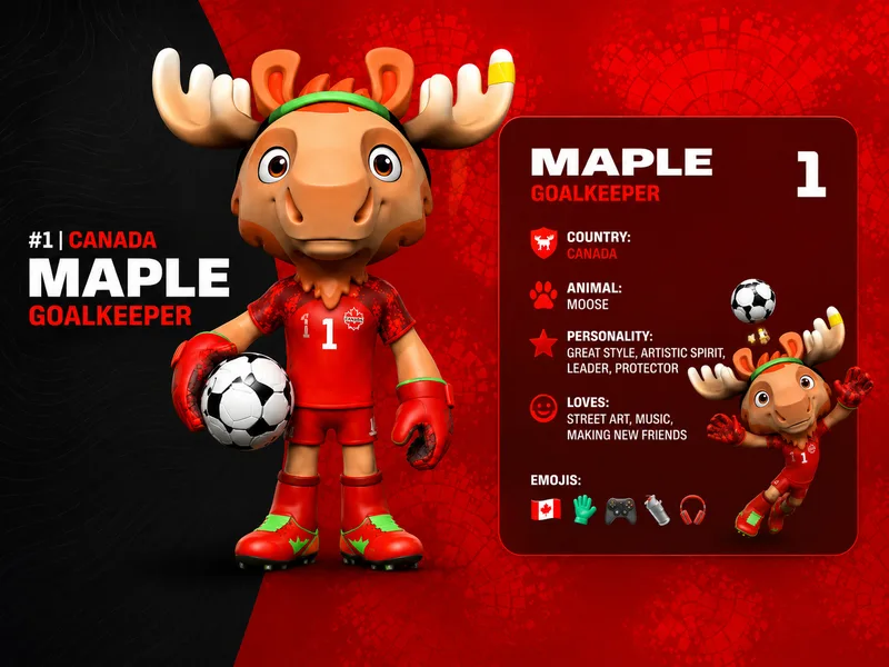 Maple là chú nai sừng tấm đại diện cho Canada, thể hiện sự thân thiện, kiên cường và tinh thần hiếu khách